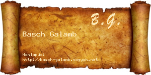 Basch Galamb névjegykártya